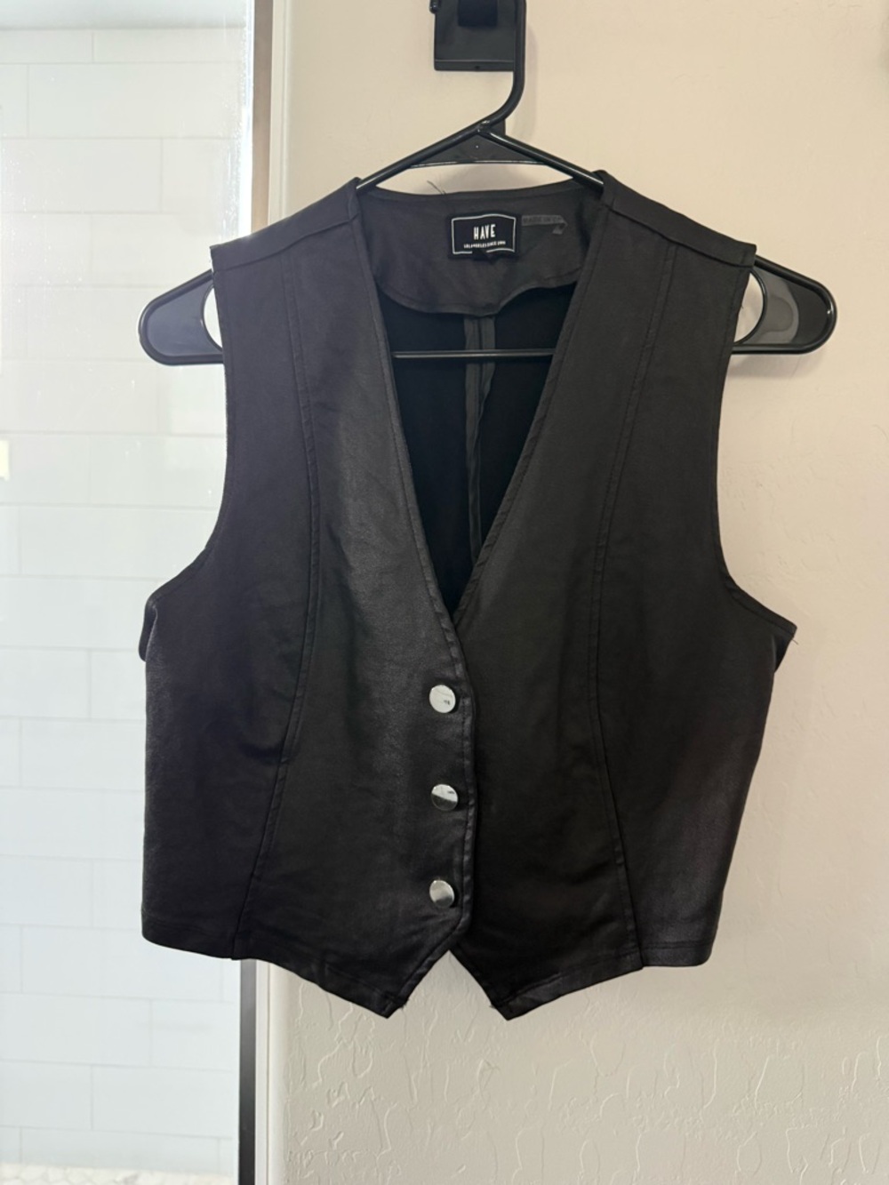 Have Black Leather-Trim Women's Vest